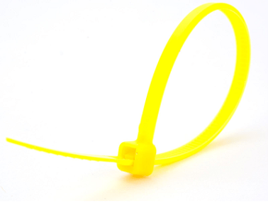 Yellow Cable Ties Color-Coded, 4 " Length (Pack of 50)
