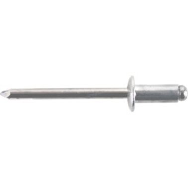Open End Rivet, Aluminum/Aluminum, Dome Head, 1/8" Diameter, 0.188" - 0.250" Grip Range (100 per pack)