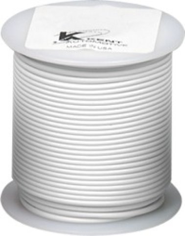 Plastic Covered Primary Wire, Polyvinyl, 16 AWG, White, 100' Length, Multi-Strand, 10 Amps, Heat Resistant (Pack of 1)