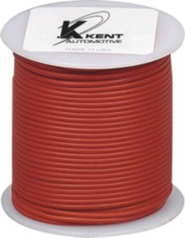 Plastic Covered Primary Wire, Polyvinyl, 16 AWG, Red, 100' Length, Multi-Strand, 10 Amps, Heat Resistant (Pack of 1)