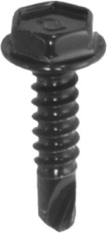 Self-Drilling Screw, Hex Washer Head, Steel, Black Phosphate Finish, #3 Point, #10-16 x 3/4" (Pack of 50)