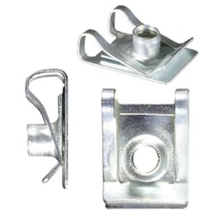 Metric Extruded U Nut; M5-.8; Panel Range: .45mm - 1.5mm; Center Of Hole To Edge: 11.5mm; Zinc Finish (25 per pack)