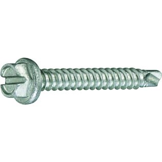 Self-Drilling Screw Slotted Hex Head Zinc Finish Steel 1/4 x 3/4 (100 per pack)