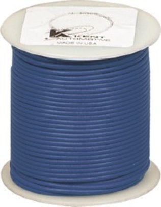 Plastic Covered Primary Wire-14 AWG Blue 100' Length 15 Amps (Sold Individually)