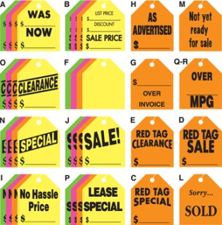 Large Rearview Mirror Hang Tags (50 per pack)