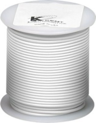Plastic Covered Primary Wire, Polyvinyl, 18 AWG, White, 100' Length, Multi-Strand, 7 Amps, Heat Resistant (Pack of 1)