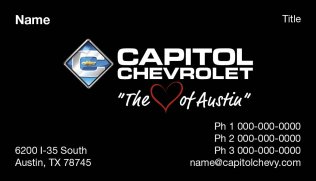 Business Cards for Capitol Chevrolet Personal Matte - 500 count per box