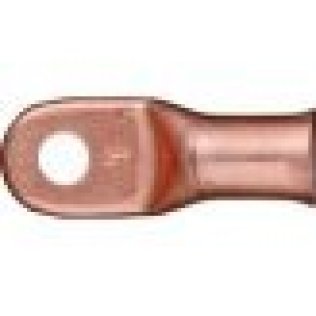 Heavy-Duty Battery Cable Lug, 1/0 AWG, Pink, 5/16" Stud Size, Fully Annealed, Electrolytic Copper, Flared Barrel End (Pack of 10)