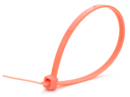 Orange Cable Ties Color-Coded, 4 " Length (Pack of 50)