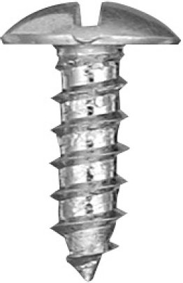 Slotted Round Head License Plate Screw - #14 Diameter; 5/8 Length; (100 per pack)