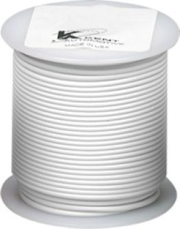 Plastic Covered Primary Wire, Polyvinyl, 18 AWG, White, 100' Length, Multi-Strand, 7 Amps, Heat Resistant (Pack of 1)